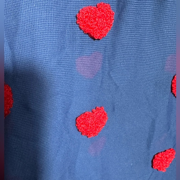 💙ModCloth Blue Peter Pan Collar with Embroidered Red Hearts - Picture 5 of 7